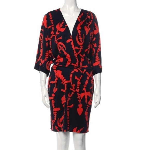 Mara Hoffman red and black silk kimono dress medium - Picture 1 of 7